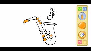 Saxophone 🎷🎷🎷🎷🎷 Coloring For Kids & Toddlers | Kidzee Kiddie Kids🎨🖌️✨ screenshot 4