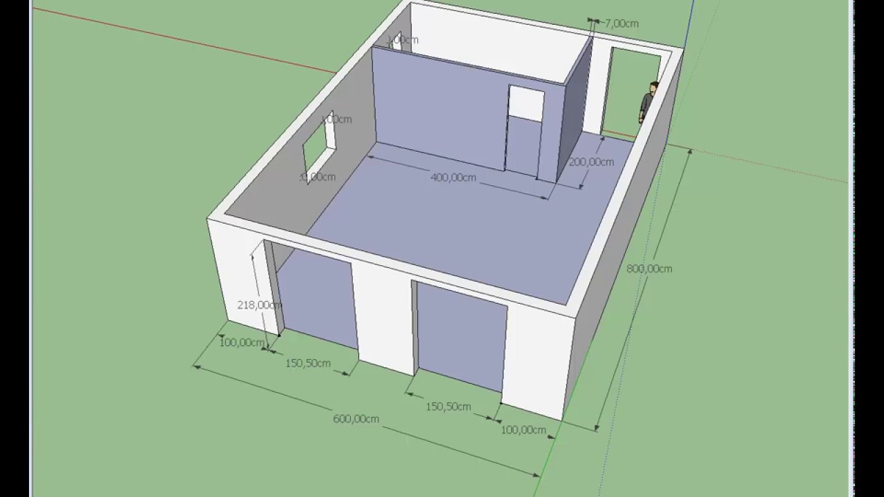 exercice1, Sketchup initiation, dessiner les murs et les cloisons d'une maison
