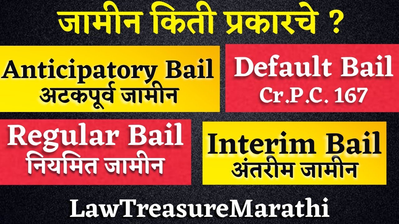 Types of bail under crpc|जामीनाचे प्रकार|Anticipatory|Regular|Interim|Default Bail|LTMarathi
