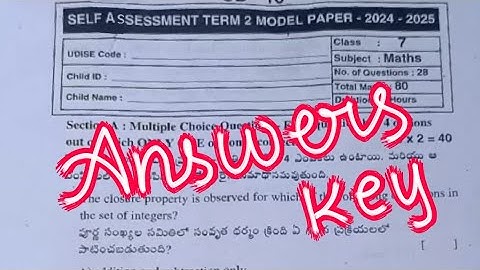 💯7th class //mathematics self assessment term 2 question paper real paper key/real paper answer key