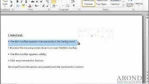 Using Word 2010 - Work with the Mini Toolbar
