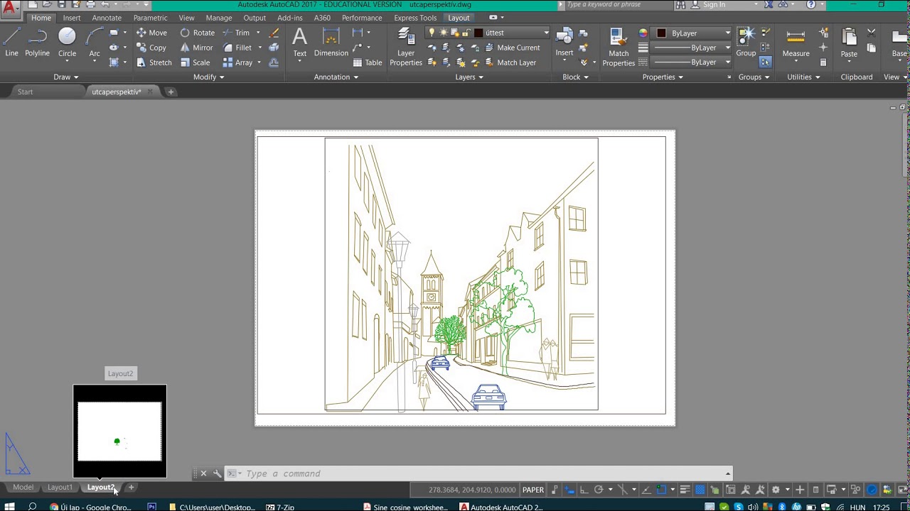 AutoCAD rajz középre igazított nyomtatása - YouTube