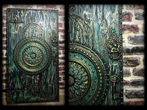 AKRİLİK TUTKAL ÇATLATMA ANTİK AHŞAP KAPI TABLO / ACRYLIC GLUE CRACKLE ANTİQUE WOOD DOOR WALL DECOR