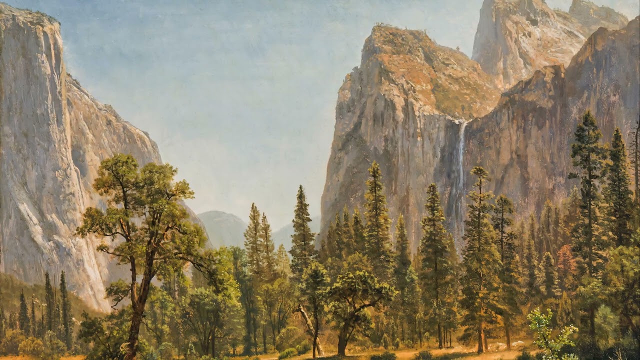 Bridal Veil Falls, Yosemite by Albert Bierstadt | 2 Hour Art Screensaver for Your TV