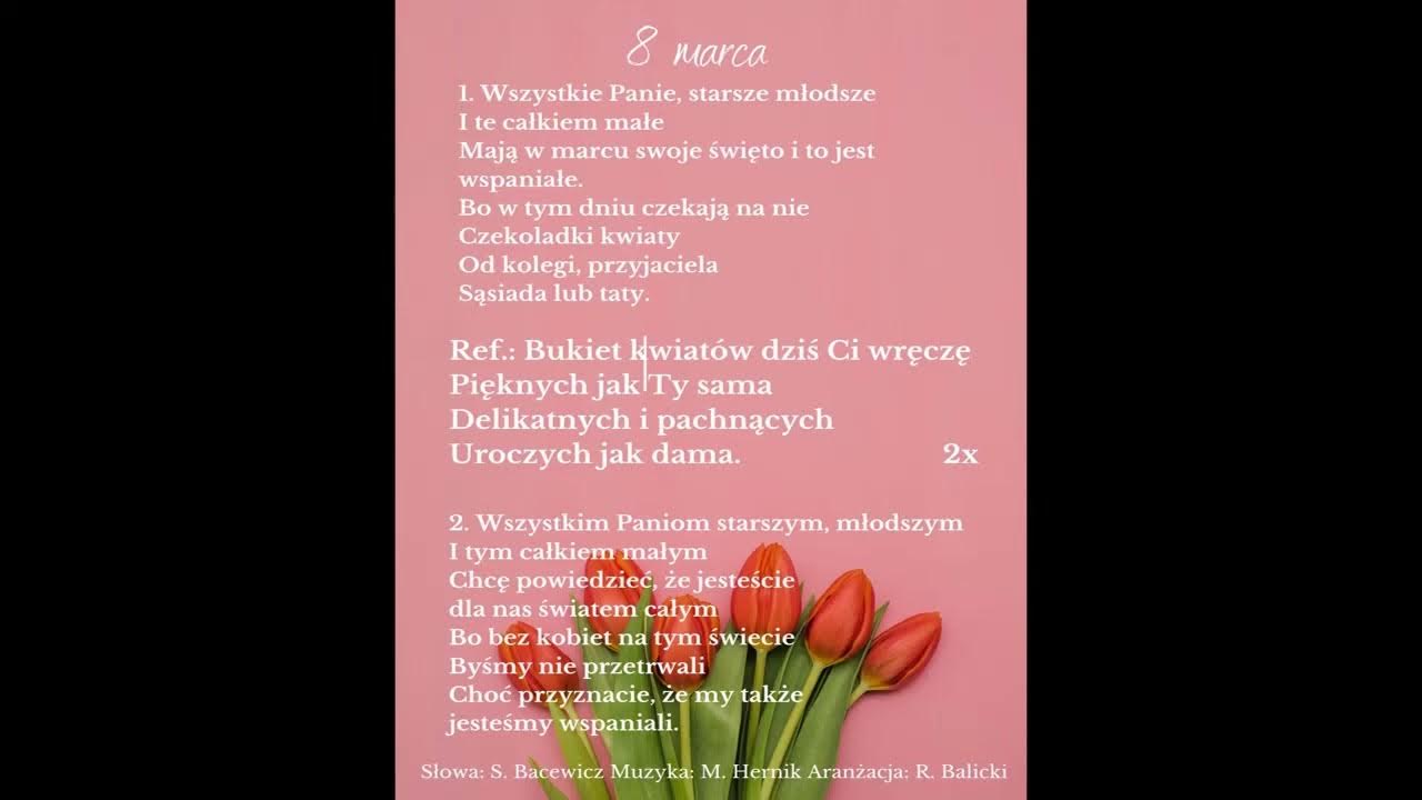 Tekst Piosenki Rozkwitały Pąki Białych Róż 8 marca - piosenka na dzień kobiet - Smykofonika Małgorzata Hernik