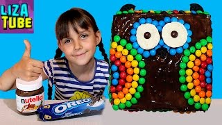 Сова Милка 🎂 МОЗАИЧНЫЙ ТОРТ из M&M's Oreo и Nutella 🍰 Делаем с Лизой 🌸 LizaTube