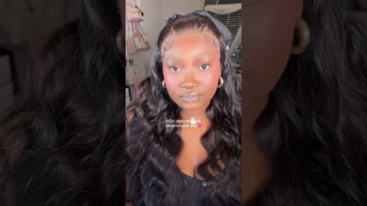 Baby doll pink blush on dark skin 🩷 
