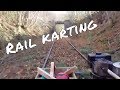 Go karting on abandoned railroad tracks!  Homemade train with dog