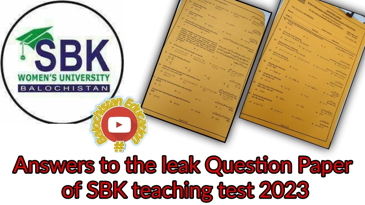 how to attempt SBK test MATH portion Answers to the leak Question Paper