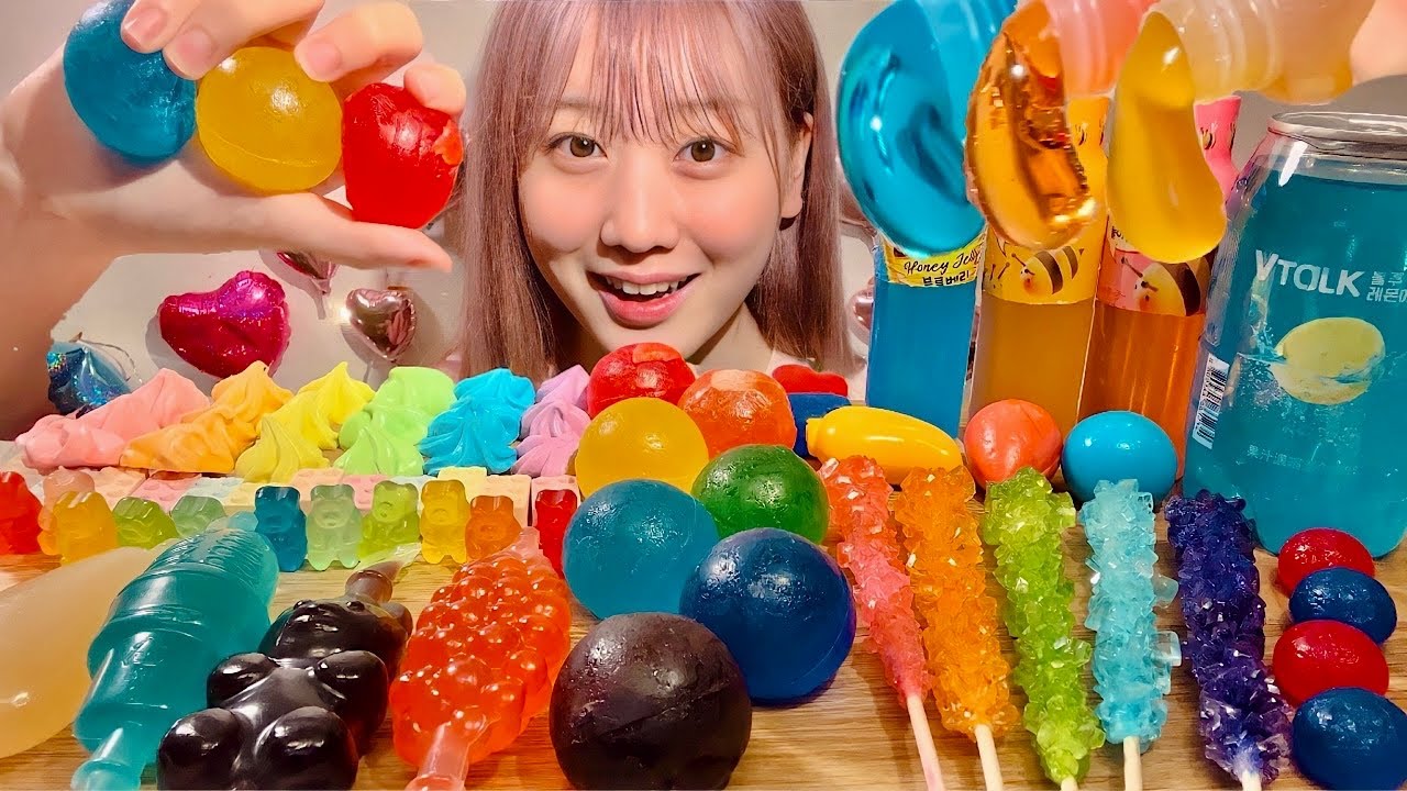 ASMR Rainbow Desserts Kohakuto, Honey Jelly, Rock Candy, Jelly