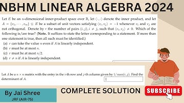 NBHM 2024 SOLUTIONS| NBHM LINEAR ALGEBRA SOLUTIONS | PART 1