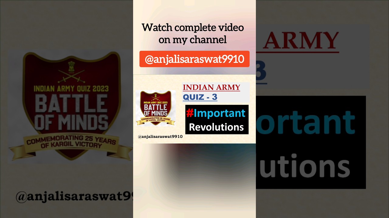 INDIAN ARMY QUIZ / GK-3 / Important Revolutions / BATTLE OF MINDS  