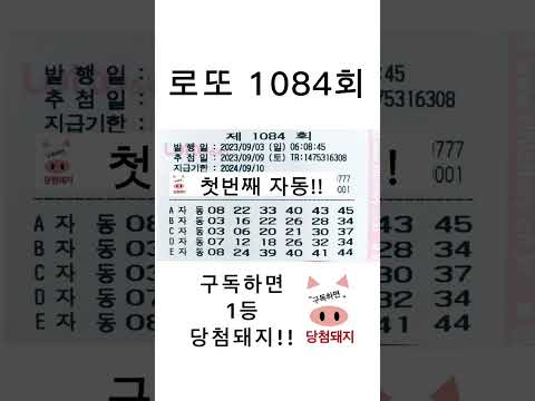 #로또 #로또1등당첨 #1084회 #첫자동 #자동 #명당 #당첨돼지