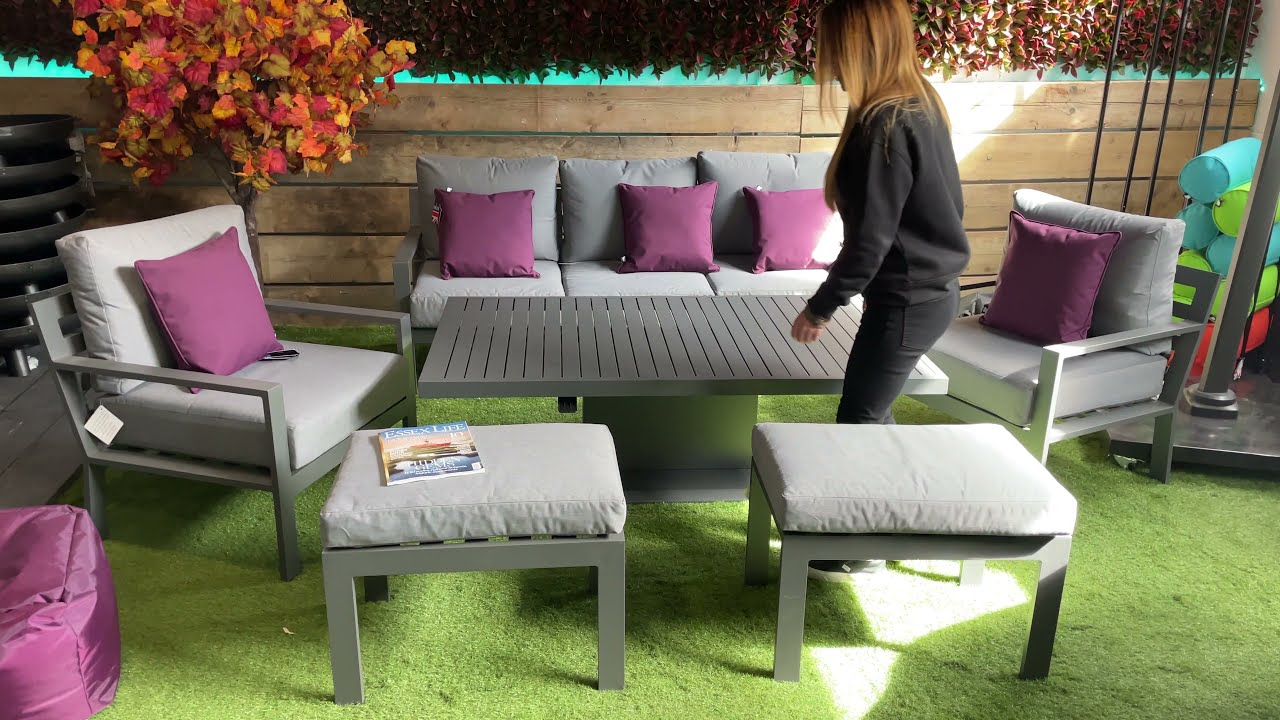 Titchwell Lounge Garden Furniture Set with Height Adjustable Table