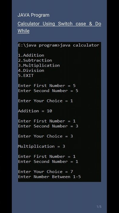 Calculator Program In Java Using Switch Case & Do While #shorts #java# ...