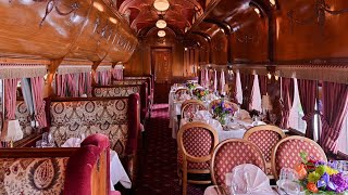 All Aboard! Dine in style inside this luxurious parlor car
