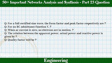 MCQ Questions Networks Analysis and Synthesis - Part 23 with Answers