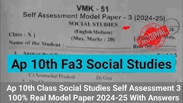 💯Ap 10th class Fa3 social real question paper 2025|10th social studies self assessment 3 answers
