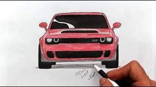 How to draw a car Dodge Challenger SRT Hellcat