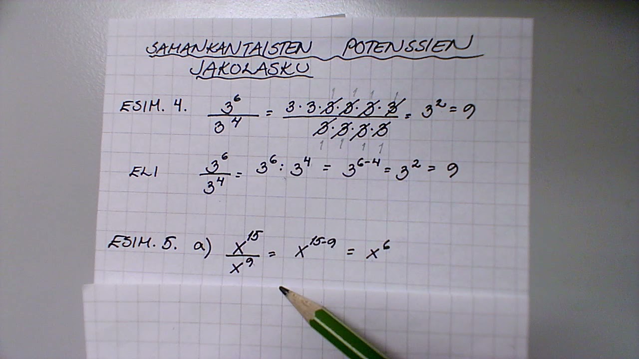 8lk samankantaisten potenssien jakolasku