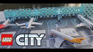 HUGE LEGO CITY Airport - FULL MOVIE - Garden Airfield cargo plane passenger jet terminal big Outdoor