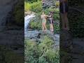 Jump Game In Nature Waterfall Travel Shorts