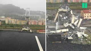 Les images spectaculaires après l'effondrement du pont Morandi à Gênes