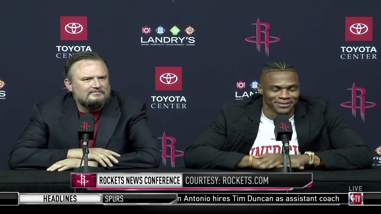 Russell Westbrook Cracks Jokes At Houston Rockets Intro Press Conference