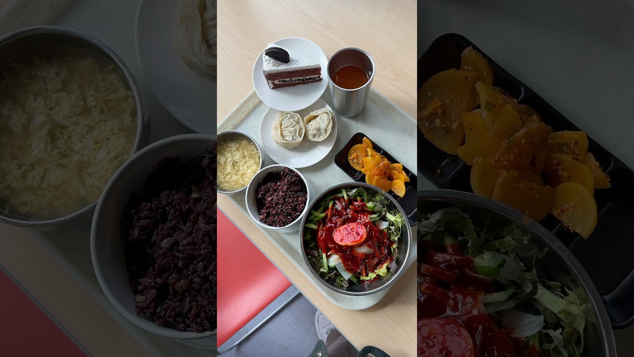 Stacked korean lunch! Spicy cold noodles 🌶️ 