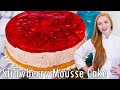 The BEST Strawberry Mousse Cake Recipe with Strawberry Jello Topping!