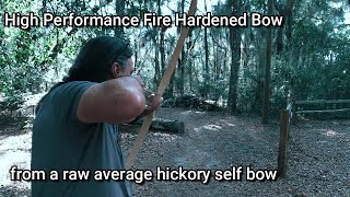 High Performance Fire Hardened Hickory Bow