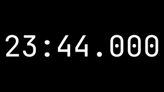 Countdown timer 23 minutes, 44 seconds [23:44.000] - White on black with milliseconds