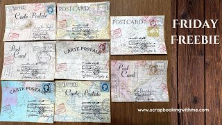 FRIDAY FREEBIE ~ VINTAGE POSTCARDS WITH VINTAGE MAPS