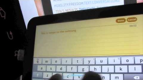 Swype keyboard on the Samsung Galaxy Tab