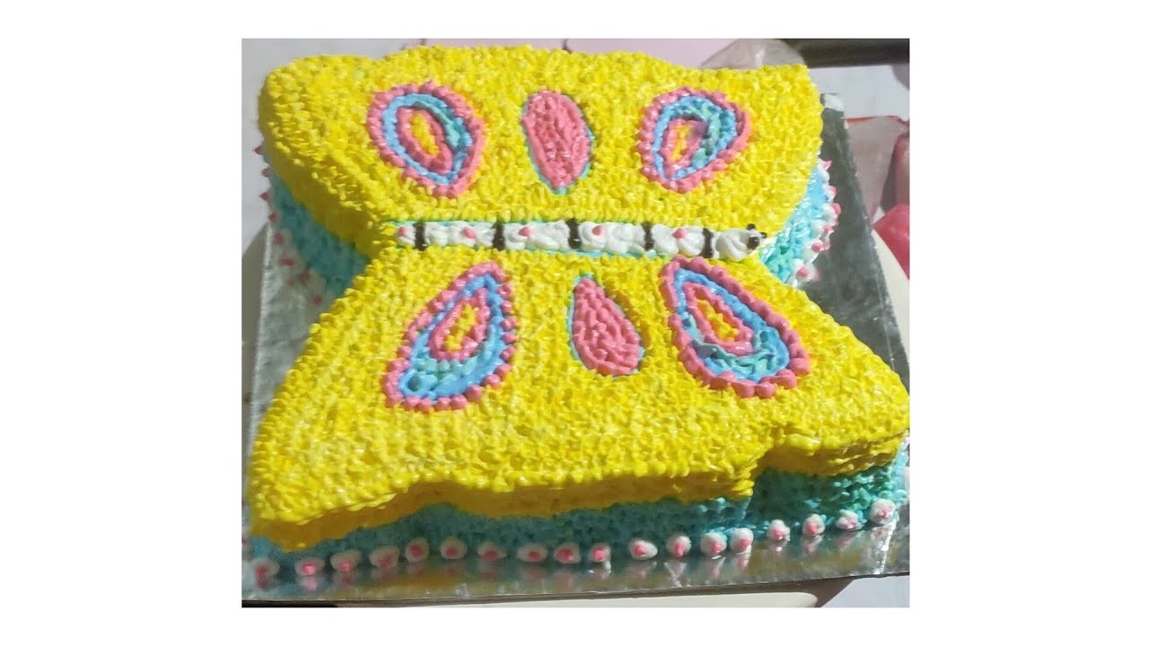 yellow butterfly cake decoration so beautiful cake decoration happy