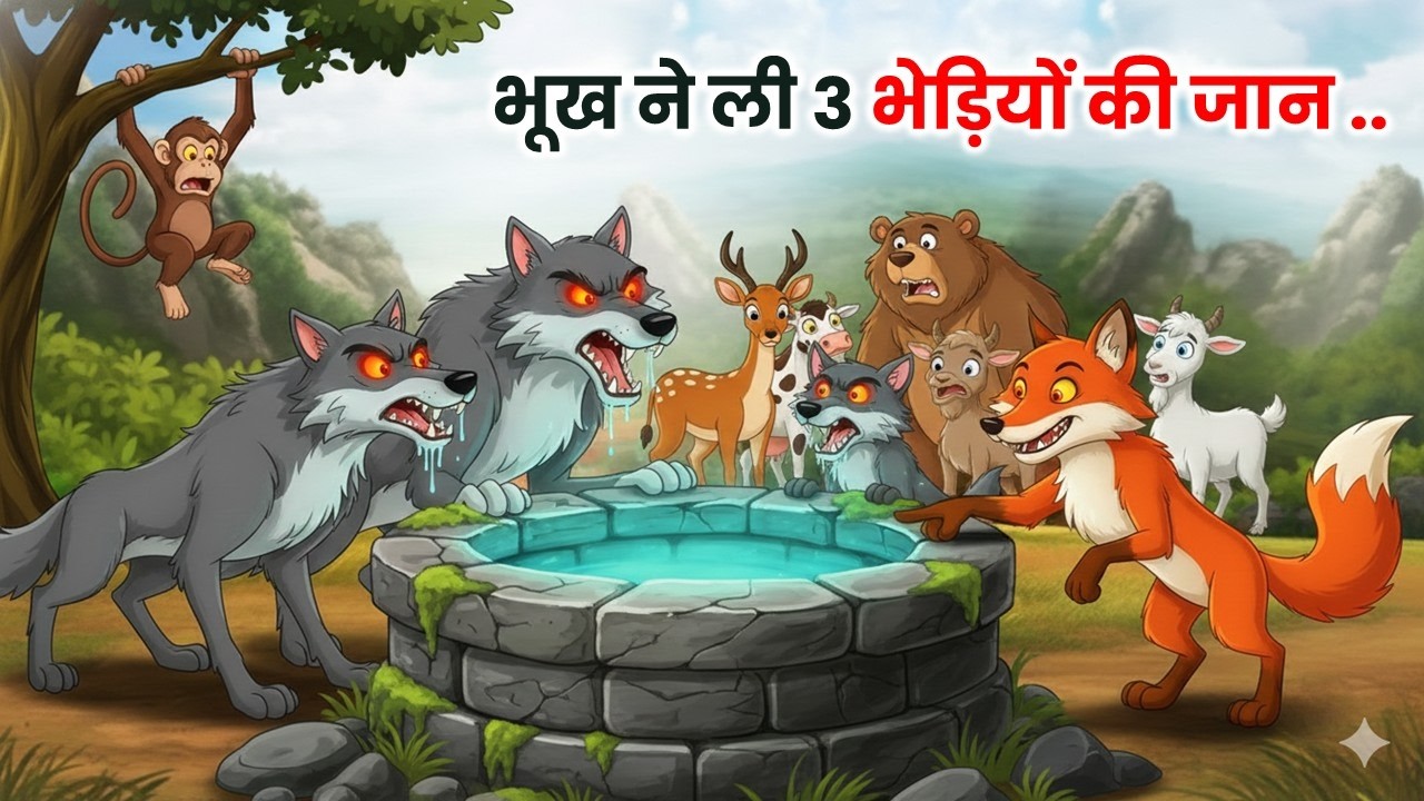 3 भूखे भेड़िये फंसे चाल में | लालच में कूद पड़े मौत के कुएं में | Jungle Story | Moral Story Hindi
