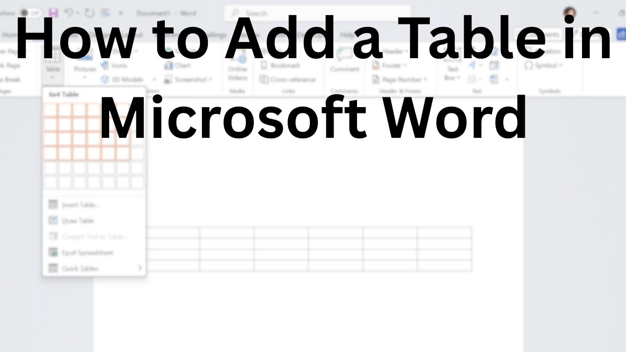 How to Add a Table in Microsoft Word (Step-By-Step) - YouTube