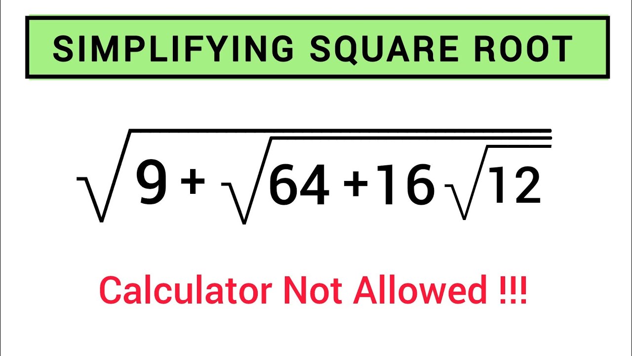Упрощение квадратного корня | Математическая олимпиада | Калькулятор запрещён 🛑