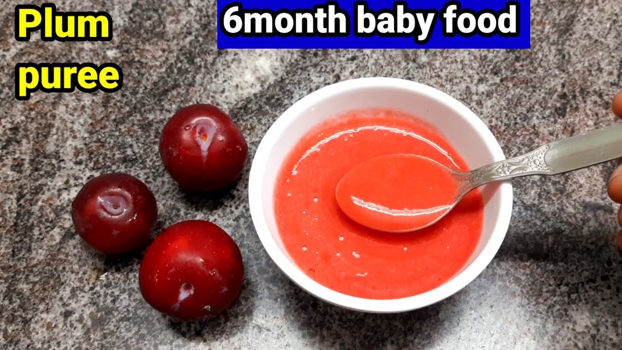 6month baby foodplum pureebaby food recipesbaby foodbaby breakfast