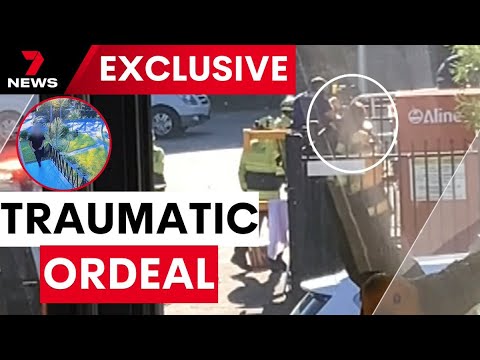 Woman rescued after arm impaled in fence at Riverstone High School | 7NEWS