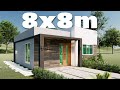 š” casa de 8x8 metros, plano de casa 8x8, diseƱo de casa pequeƱa y bonita š