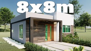 8x8 meter house, 8x8 house plan, cute little house design