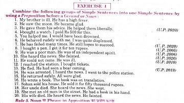 By Using Preposition Before Gerund or Noun Solved Exercise | my brother is ill he has a high fever