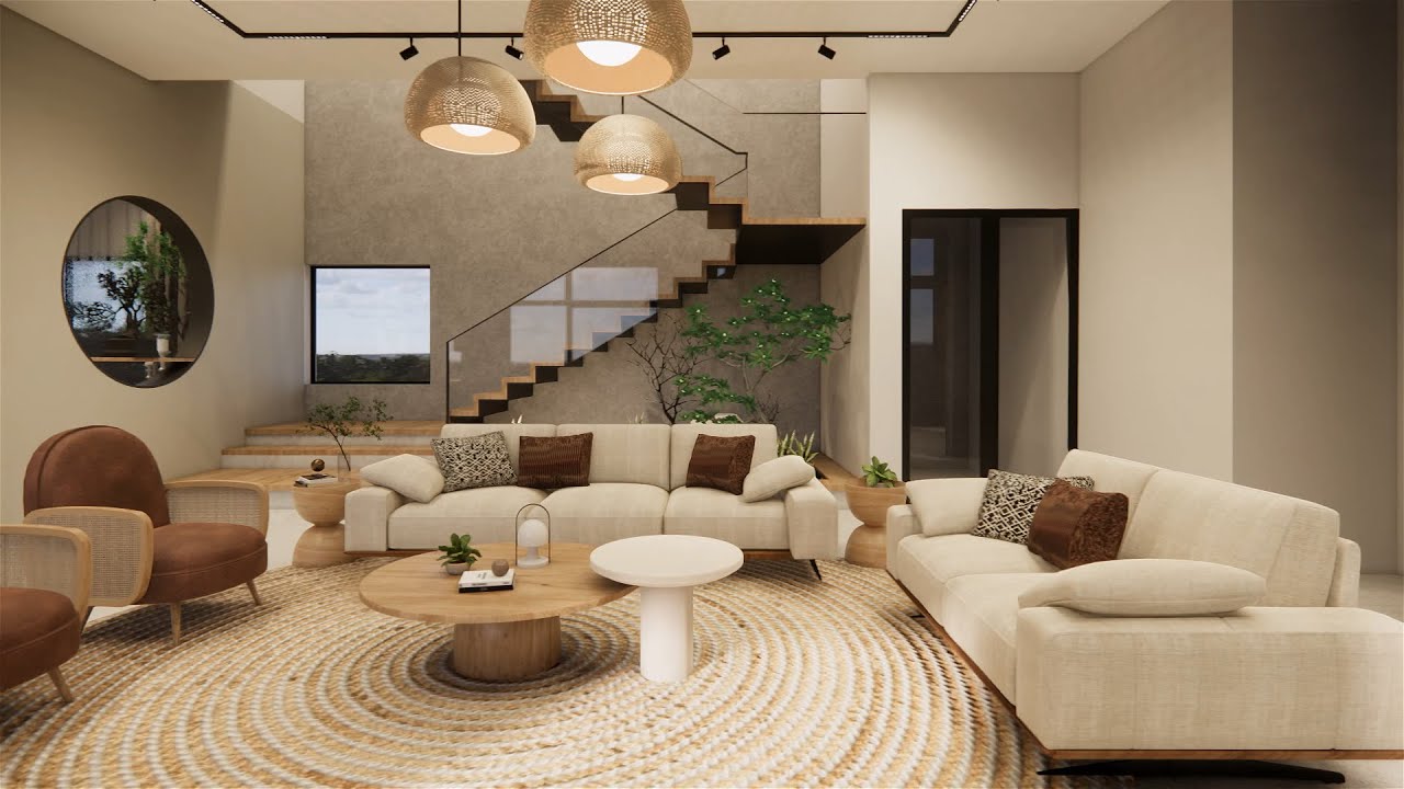 Swiss Town Villa, Bangalore House Interior Rendered Walkthrough