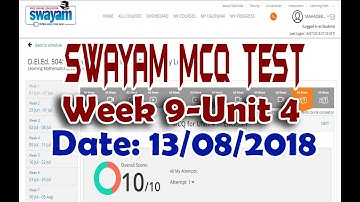 NIOS DELED Swayam MCQs Test Solved 504 week-9 With Unit 4 - 13th August 2018 (10 Marks)