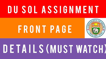 DUSOL ASSIGNMENT FRONT PAGE DETAIL 👆/ MUST WATCH / SOL LATEST NEWS 😮