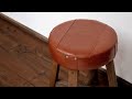 スツールの椅子張りDIYシリーズDS06革張り-reupholstery/diy/stool/chair/leather/furniture/upholstery