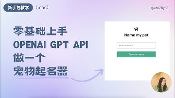真·零基础教程｜用OpenAI GPT API新手包写一个宠物取名器