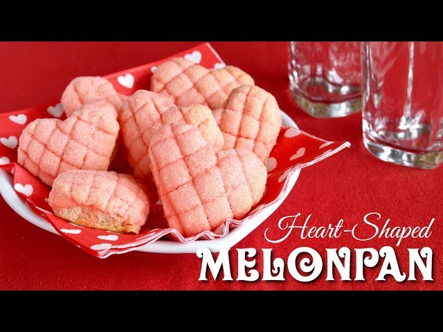 Heart-Shaped Mini Melonpan (Japanese Sweet Buns) Easy Cup Measurement - OCHIKERON - CREATE EAT HAPPY