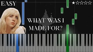 Billie Eilish - What Was I Made For? - EASY TUTORIAL PIANO + MIDI